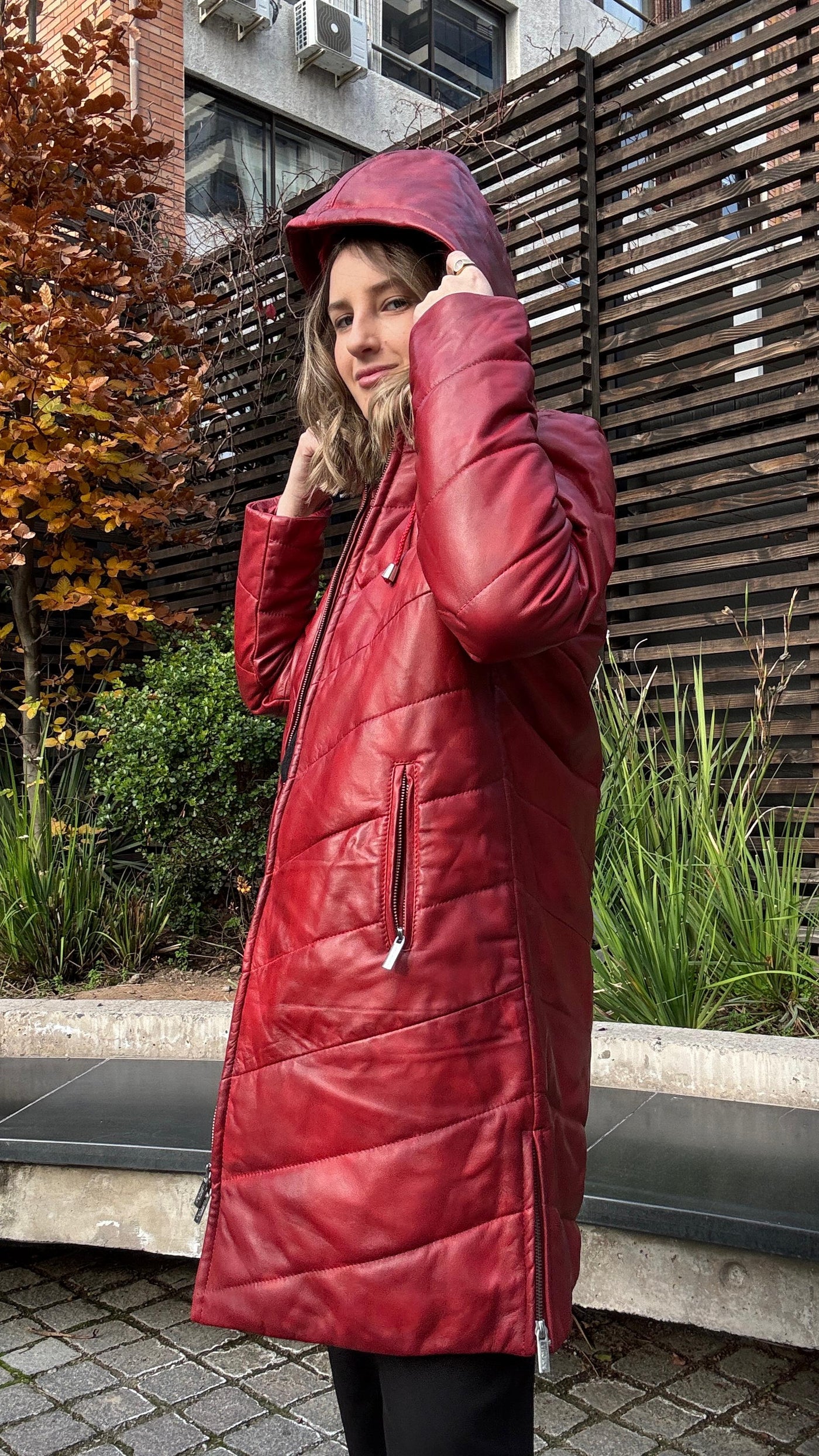 Parka Cuero Mayfair Rojo Desgastado