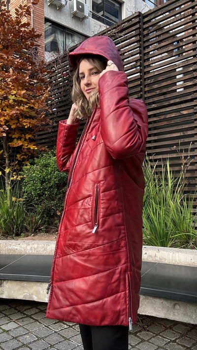 Parka Cuero Mayfair Rojo Desgastado