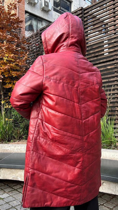 Parka Cuero Mayfair Rojo Desgastado