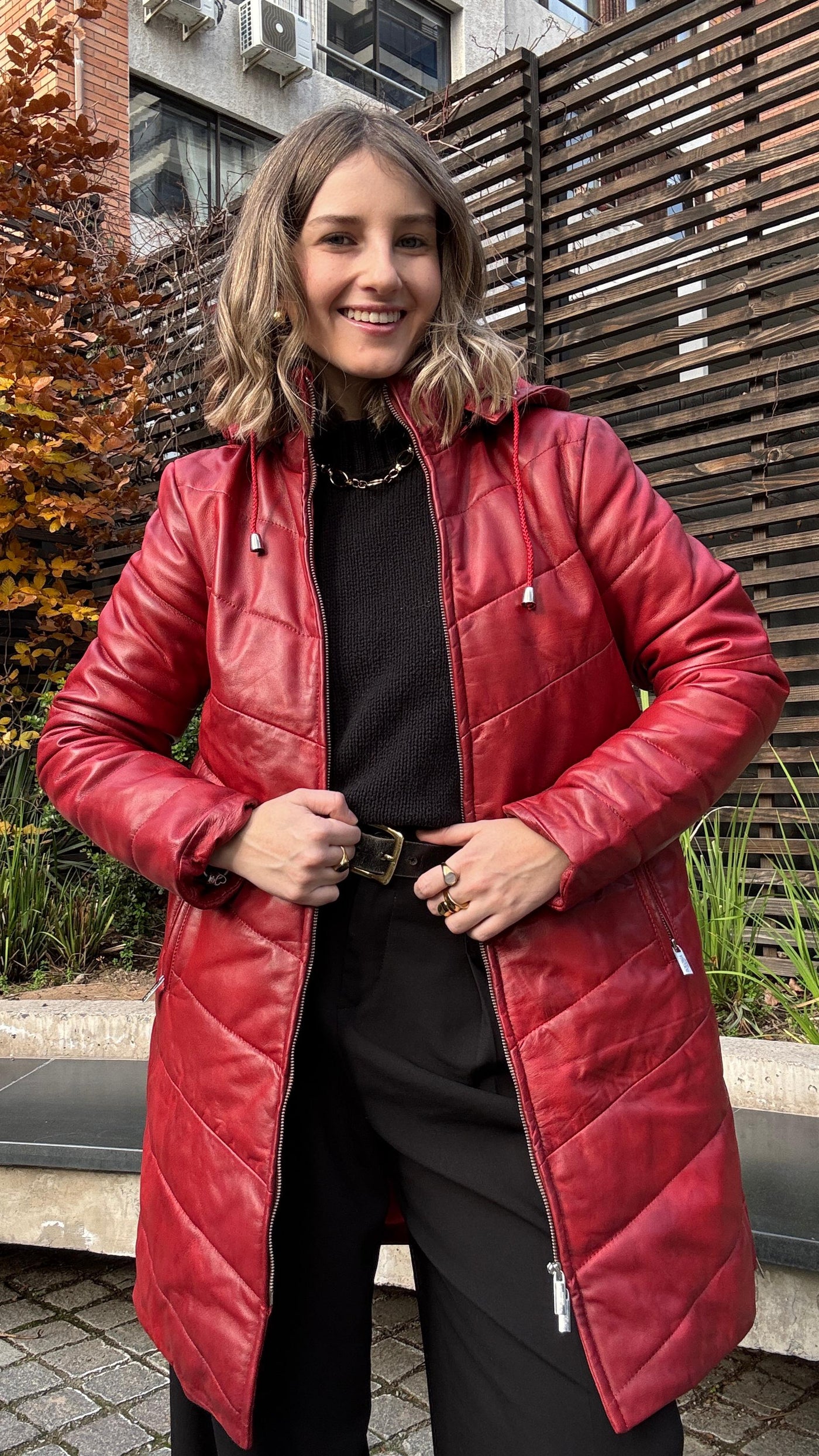 Parka Cuero Mayfair Rojo Desgastado