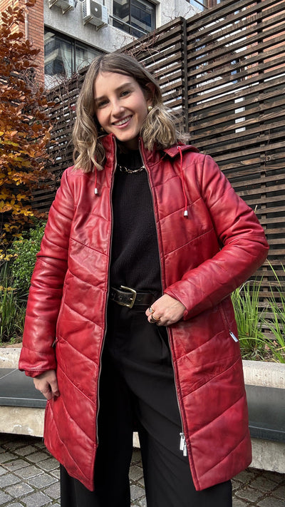 Parka Cuero Mayfair Rojo Desgastado