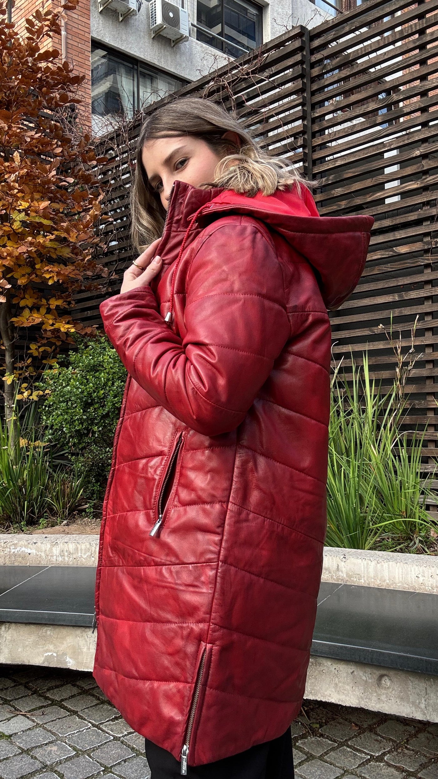 Parka Cuero Mayfair Rojo Desgastado
