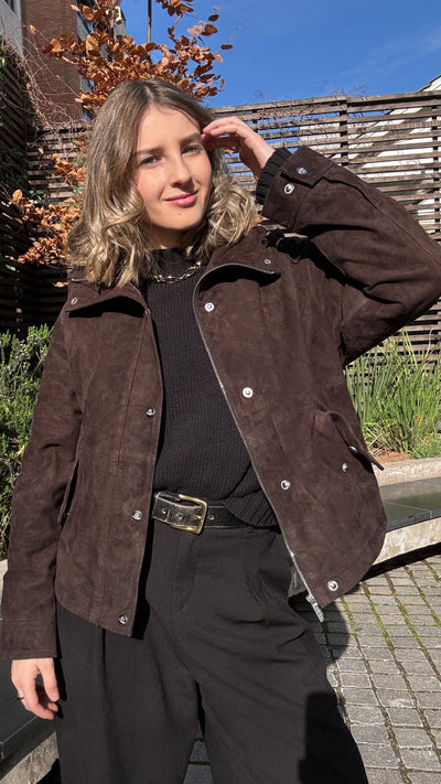Chaqueta Gamuza Gracia Chocolate